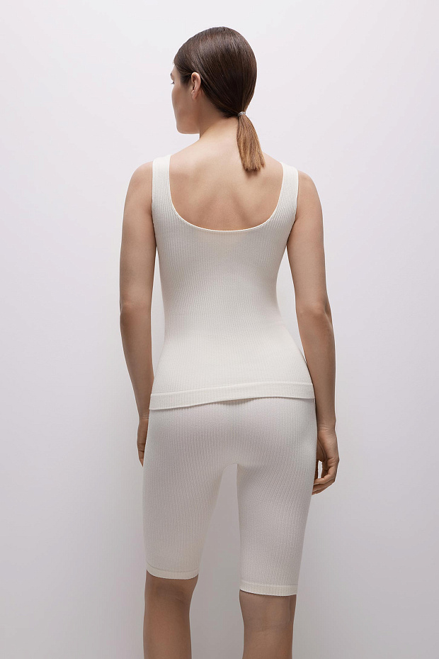 Велосипедки с высокой посадкой в рубчик (пломбир)