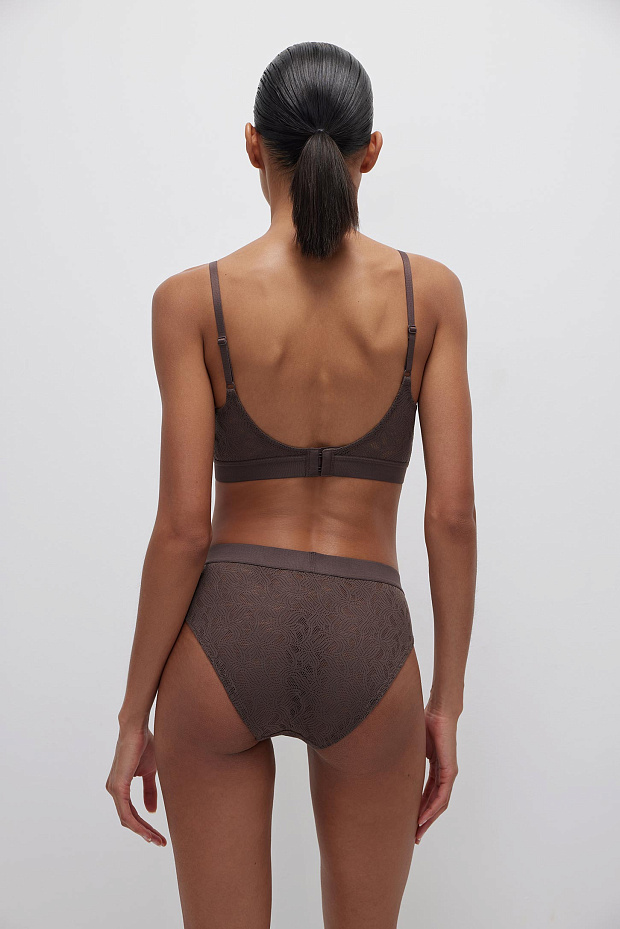 Топ кружевной с тонкими бретелями (кофейный)