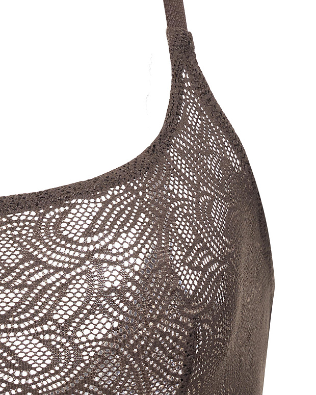 Топ кружевной с тонкими бретелями (кофейный)