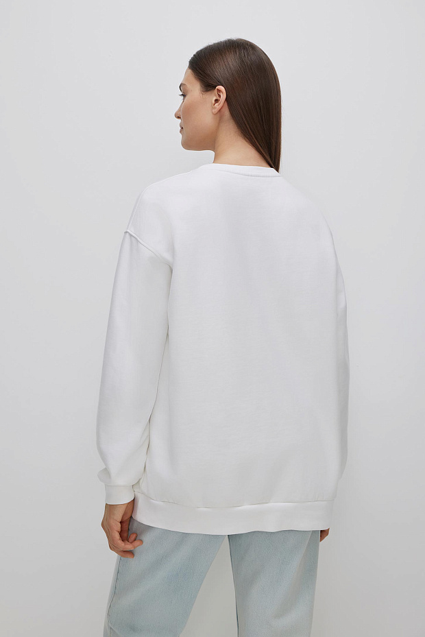 Толстовка оверсайз с принтом (молочный)