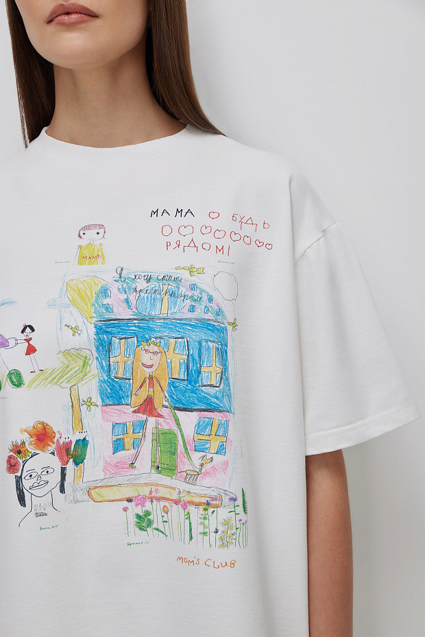 Футболка оверсайз с принтом (тофу)