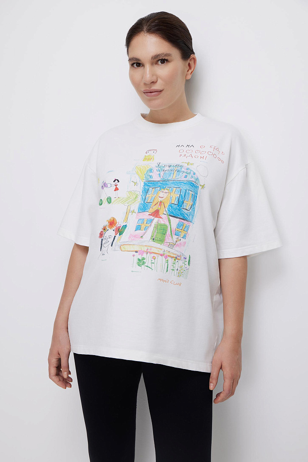 Футболка оверсайз с принтом (тофу)
