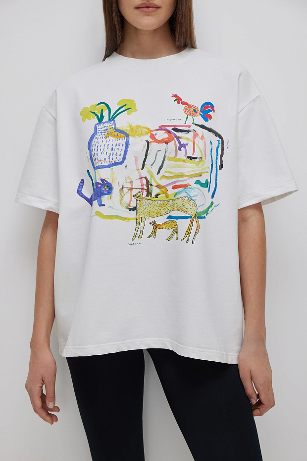 Футболка оверсайз с принтом (тофу)