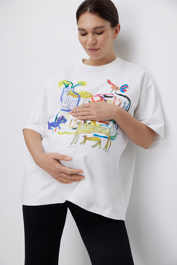 Футболка оверсайз с принтом (тофу)