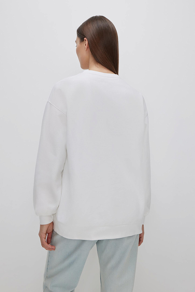 Толстовка оверсайз с принтом (молочный)