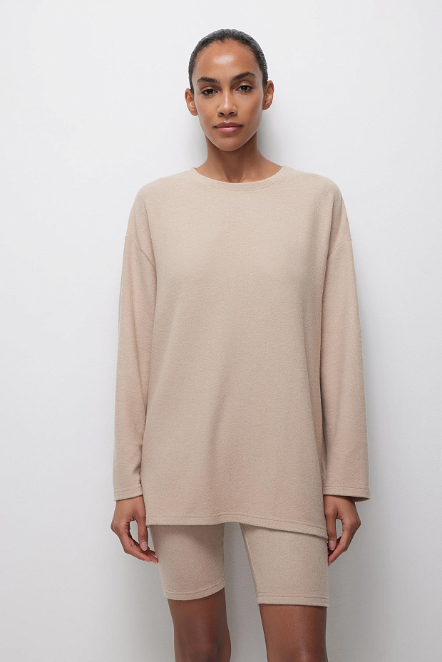 Лонгслив оверсайз из мягкого трикотажа (кофе с молоком)