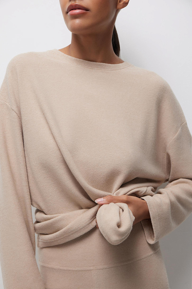 Лонгслив оверсайз из мягкого трикотажа (кофе с молоком)