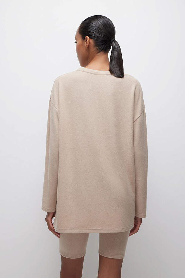 Лонгслив оверсайз из мягкого трикотажа (кофе с молоком)