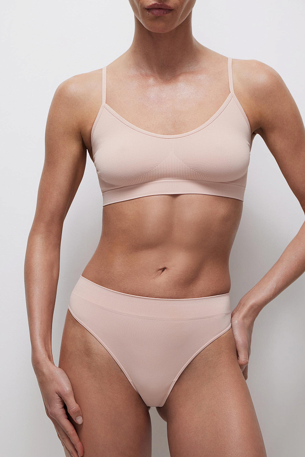 Трусы-стринги с высокой посадкой до 4XL (розово-бежевый)