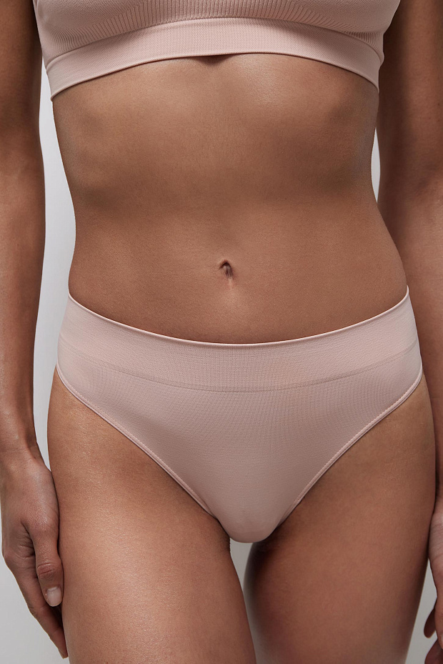 Трусы-стринги с высокой посадкой до 4XL (розово-бежевый)