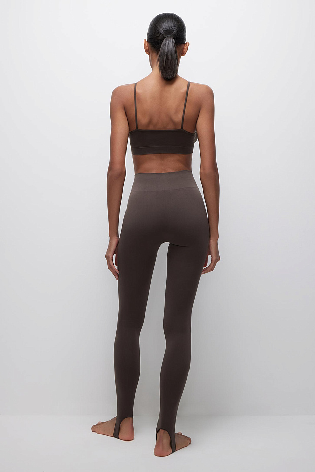 Легинсы с высокой посадкой со штрипками (горячий шоколад)