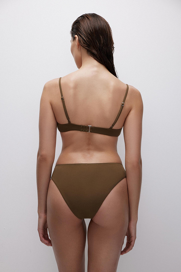 Купальный топ с чашками на тонких бретелях (хаки)