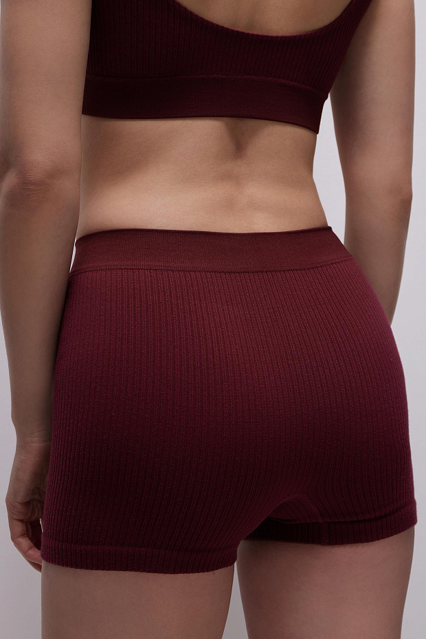 Шорты с высокой посадкой в рубчик (бургунди)