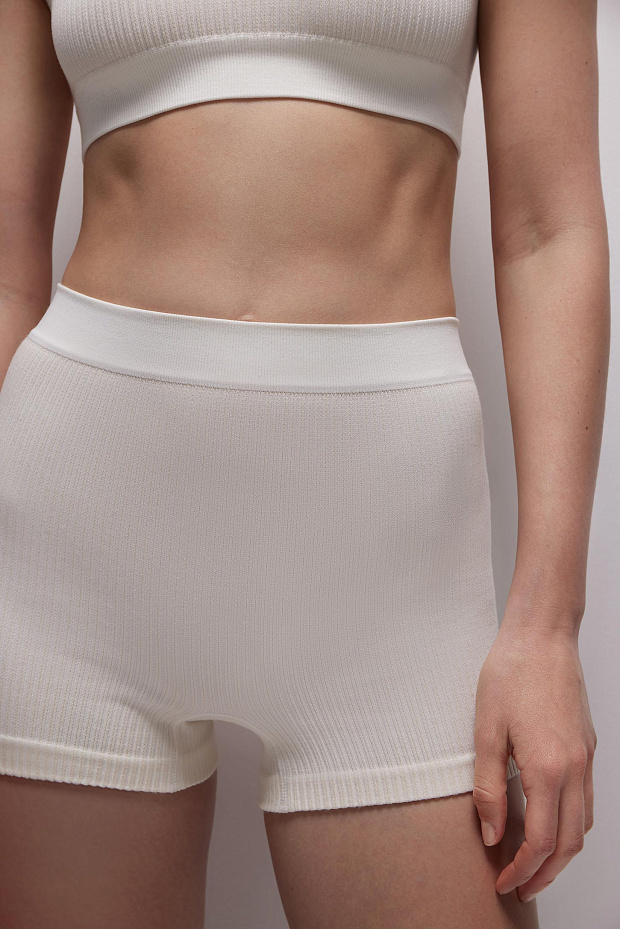 Шорты с высокой посадкой в рубчик (пломбир)