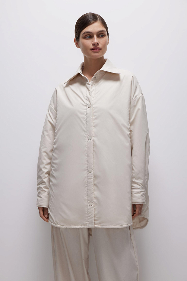 Утепленная рубашка из плащевки (молочный)