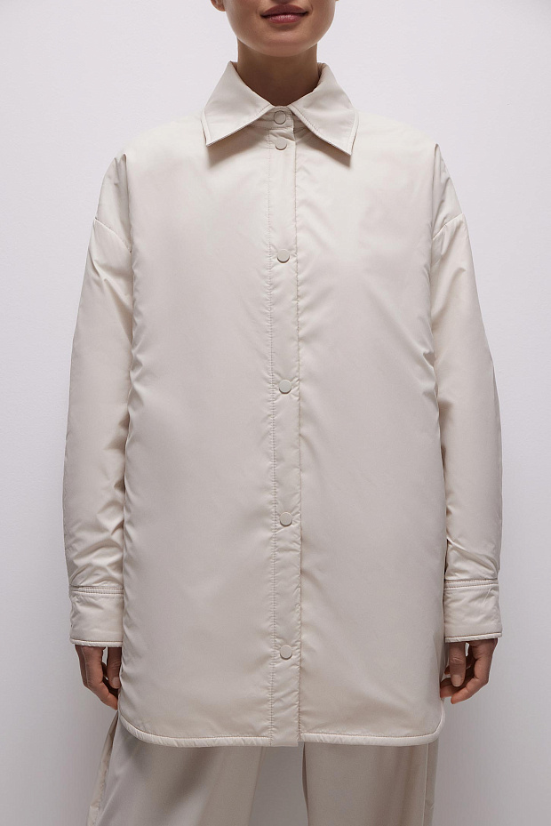 Утепленная рубашка из плащевки (молочный)