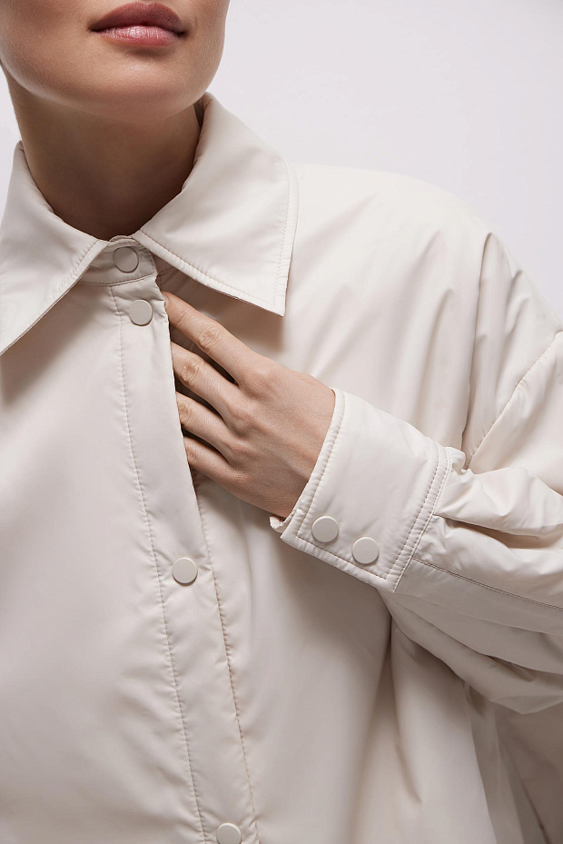 Утепленная рубашка из плащевки (молочный)
