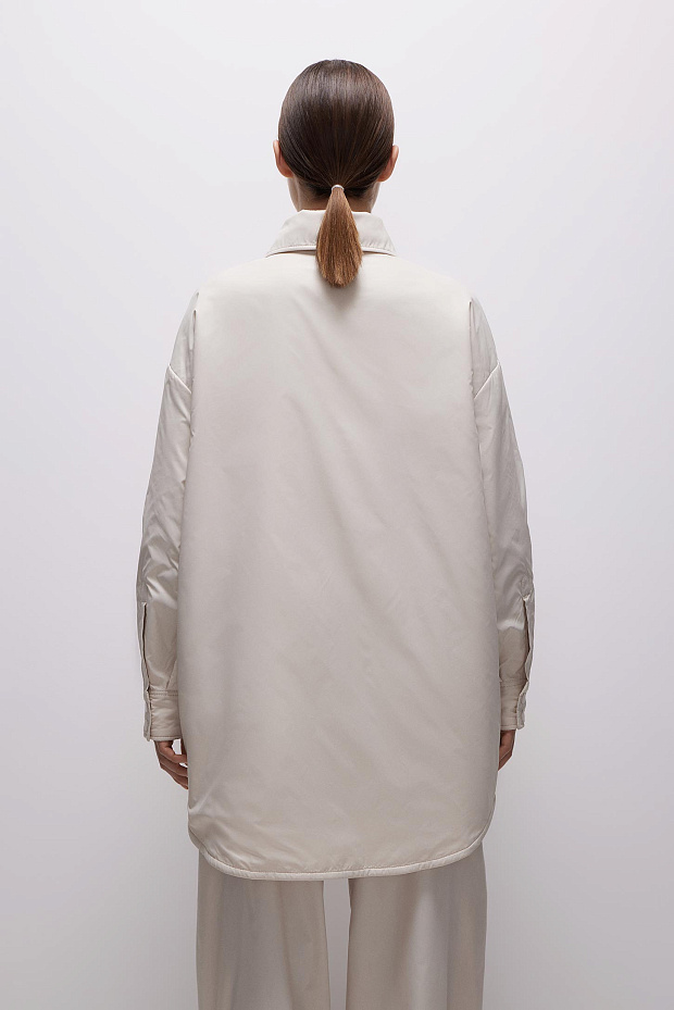 Утепленная рубашка из плащевки (молочный)