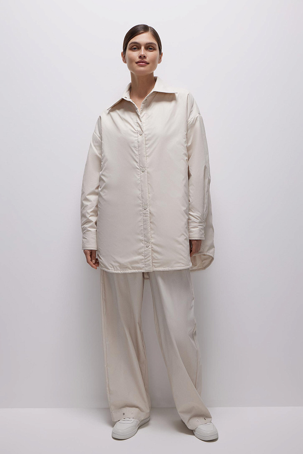 Утепленная рубашка из плащевки (молочный)