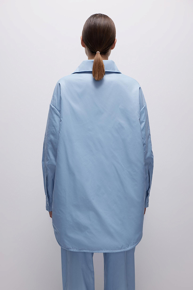 Утепленная рубашка из плащевки (голубой)
