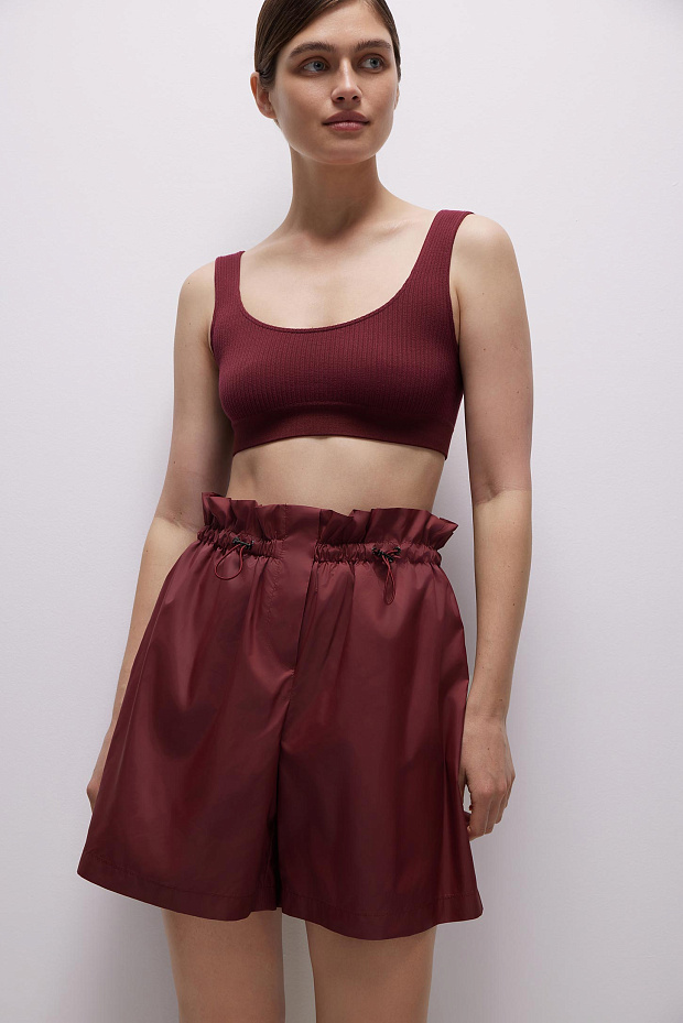 Шорты из гладкой ткани (бургунди)