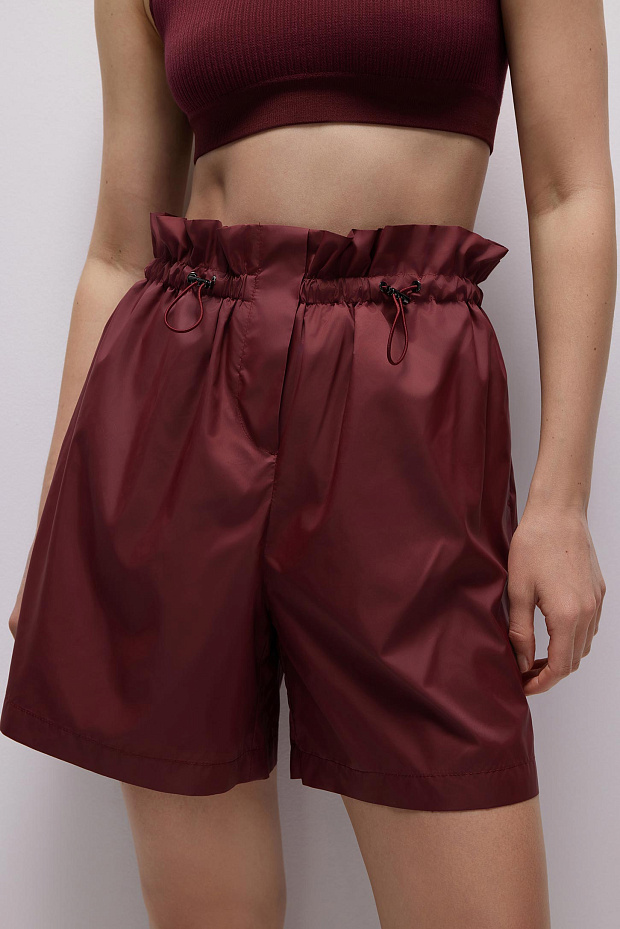 Шорты из гладкой ткани (бургунди)