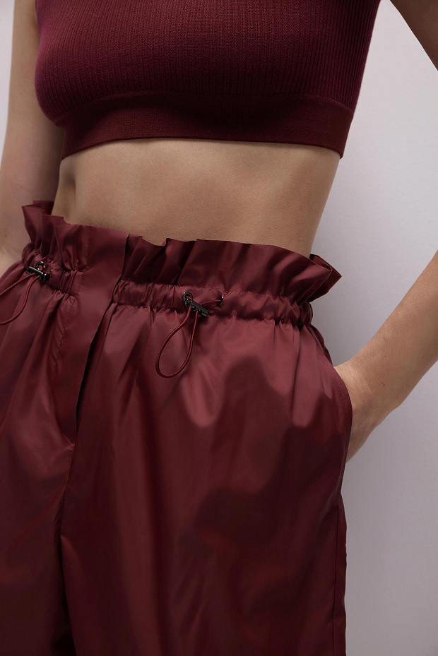 Шорты из гладкой ткани (бургунди)