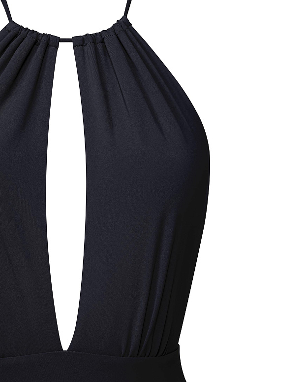 Сплошной купальник с глубоким вырезом (черный)