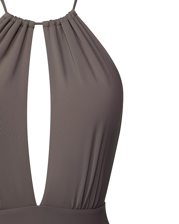 Сплошной купальник с глубоким вырезом (шоколад)