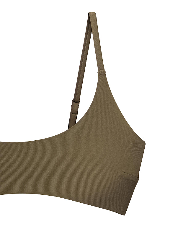 Купальный топ с чашками на тонких бретелях (хаки)