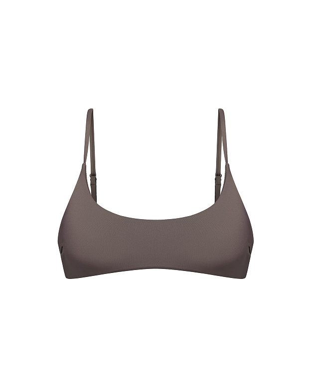 Купальный топ с чашками на тонких бретелях (шоколад)