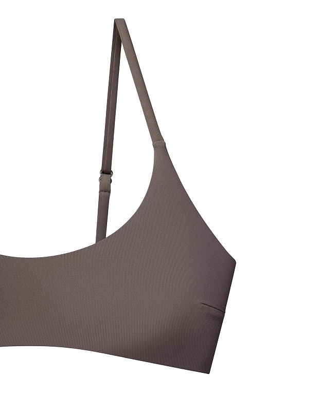 Купальный топ с чашками на тонких бретелях (шоколад)