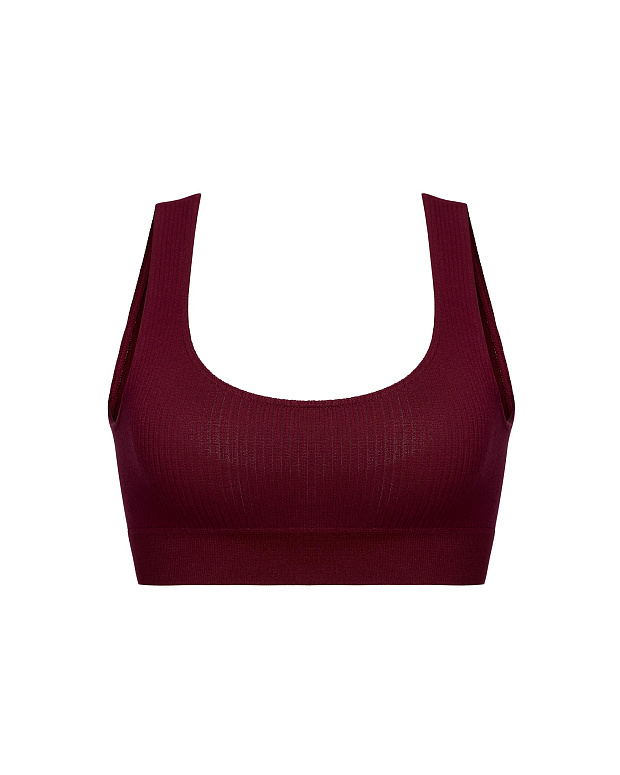 Топ на широких бретелях в рубчик (бургунди)