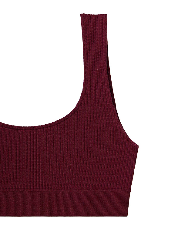 Топ на широких бретелях в рубчик (бургунди)