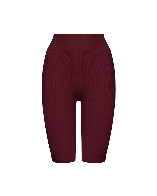 Велосипедки с высокой посадкой в рубчик (бургунди)