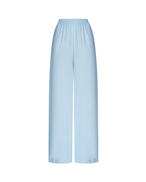 Свободные брюки из гладкой ткани (голубой)