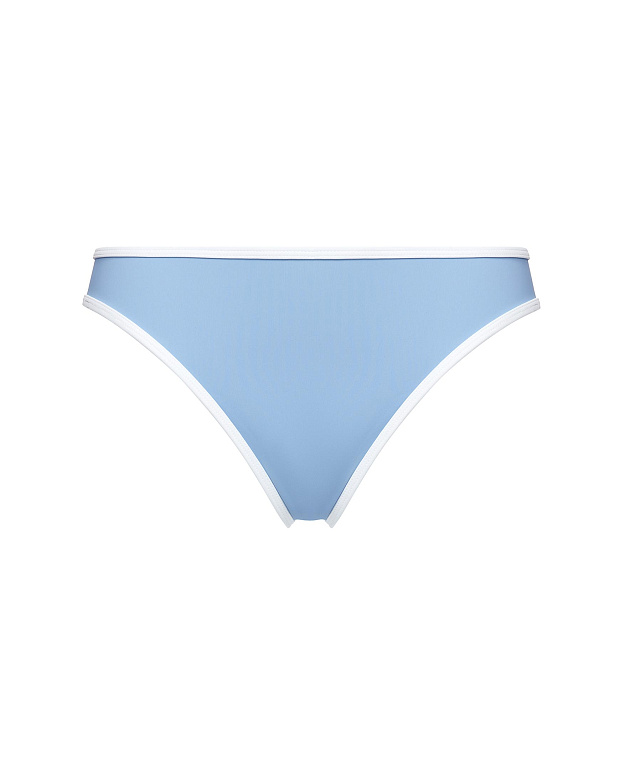 Купальные трусы-бразильяно со средней посадкой (голубой с молочной отделкой)