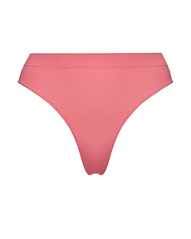 Трусы-стринги с высокой посадкой (нежный коралл)