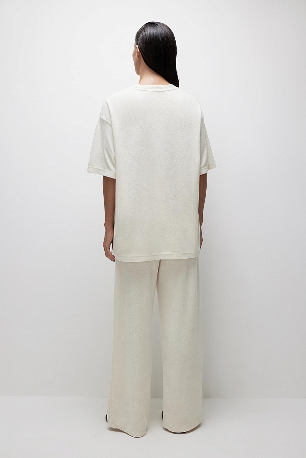 Брюки на резинке из махровой ткани (сливочный)