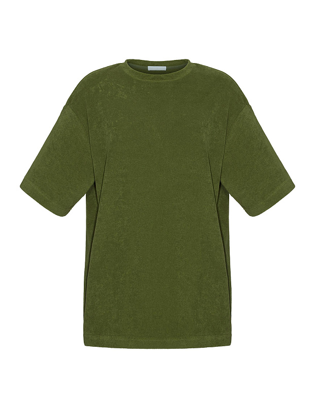 Футболка-оверсайз с петельной фактурой (оливковый)