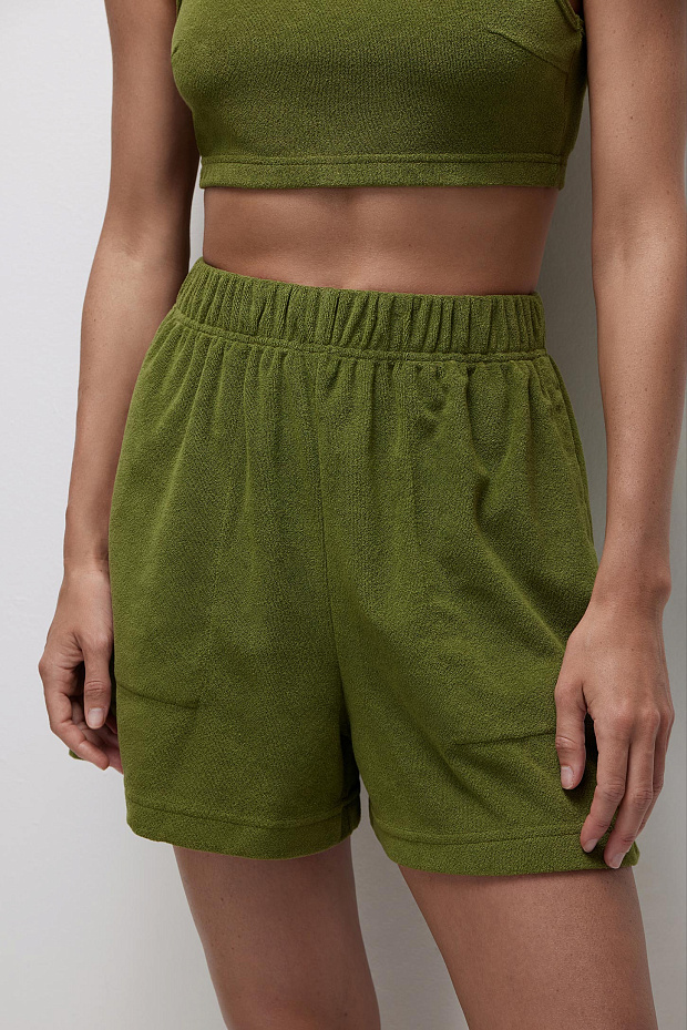 Шорты из махровой ткани (оливковый)