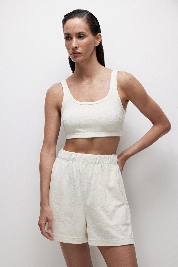 Топ на широких бретелях из махровой ткани (сливочный)