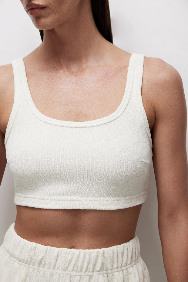 Топ на широких бретелях из махровой ткани (сливочный)