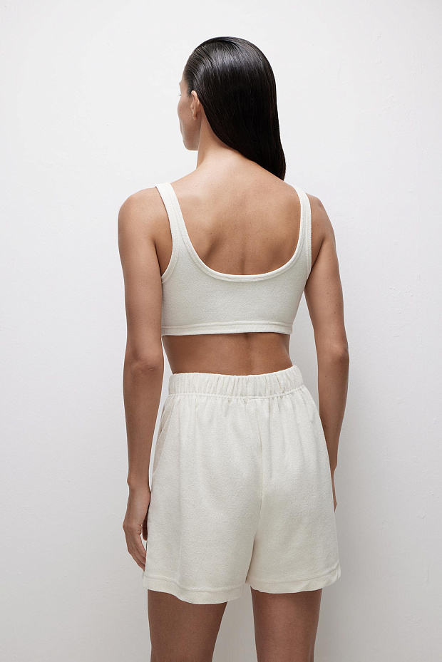 Топ на широких бретелях из махровой ткани (сливочный)