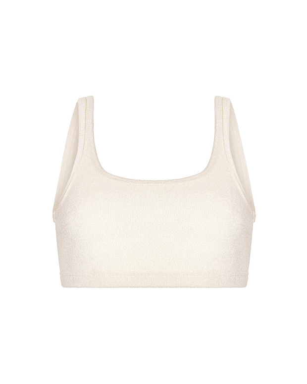 Топ на широких бретелях из махровой ткани (сливочный)