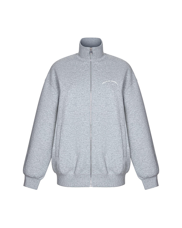 Толстовка оверсайз на молнии (серый меланж)