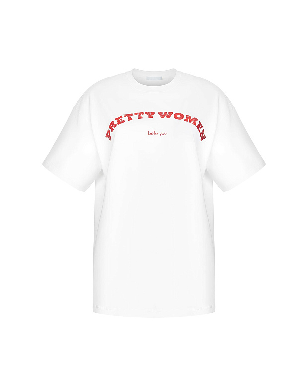 Футболка оверсайз с принтом (молочный)