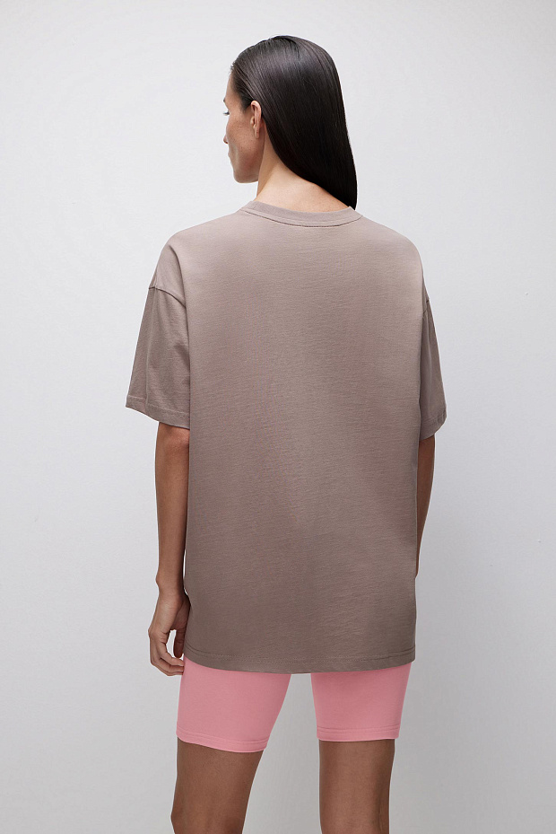 Футболка оверсайз с принтом (кофейный)