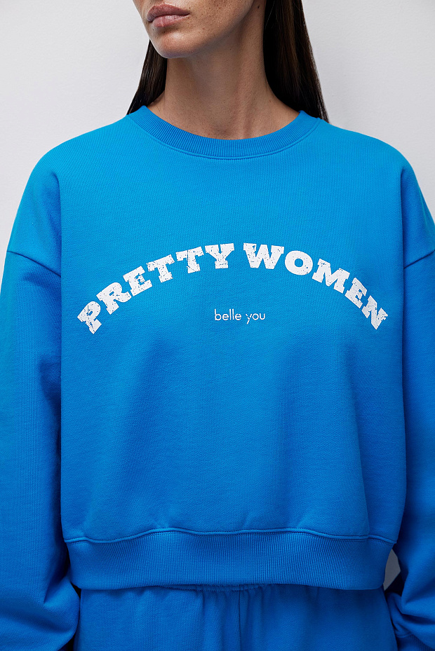 Толстовка с принтом (васильковый)