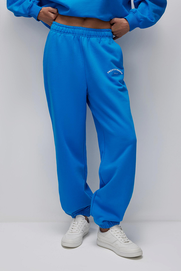 Брюки с резинками по низу (васильковый)